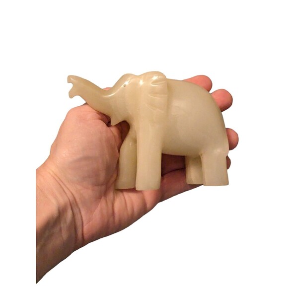 Vintage Marble Onyx Stone Hand Carved Elephant Banded 3" Tall By 4" Long - Picture 12 of 16